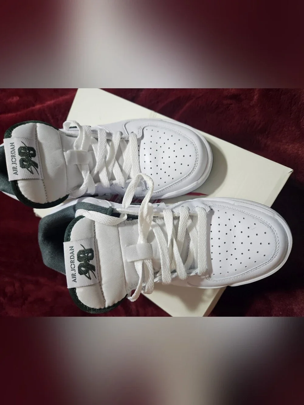 Jordan White and Dark Green Low-Top Sneakers